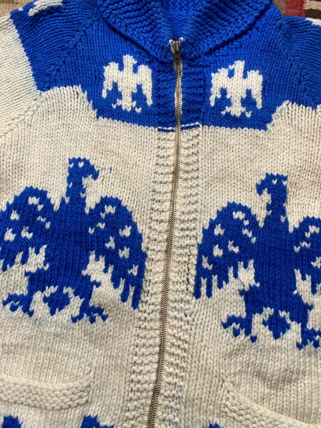 Hand Knitted Two Tone Thunderbird Cowichan