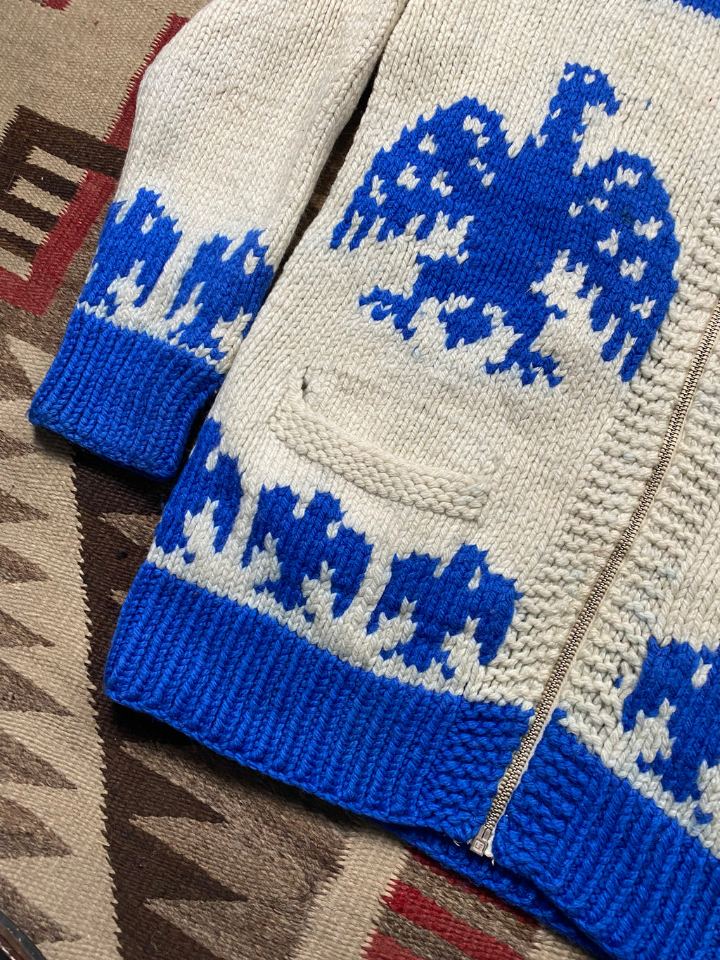 Hand Knitted Two Tone Thunderbird Cowichan