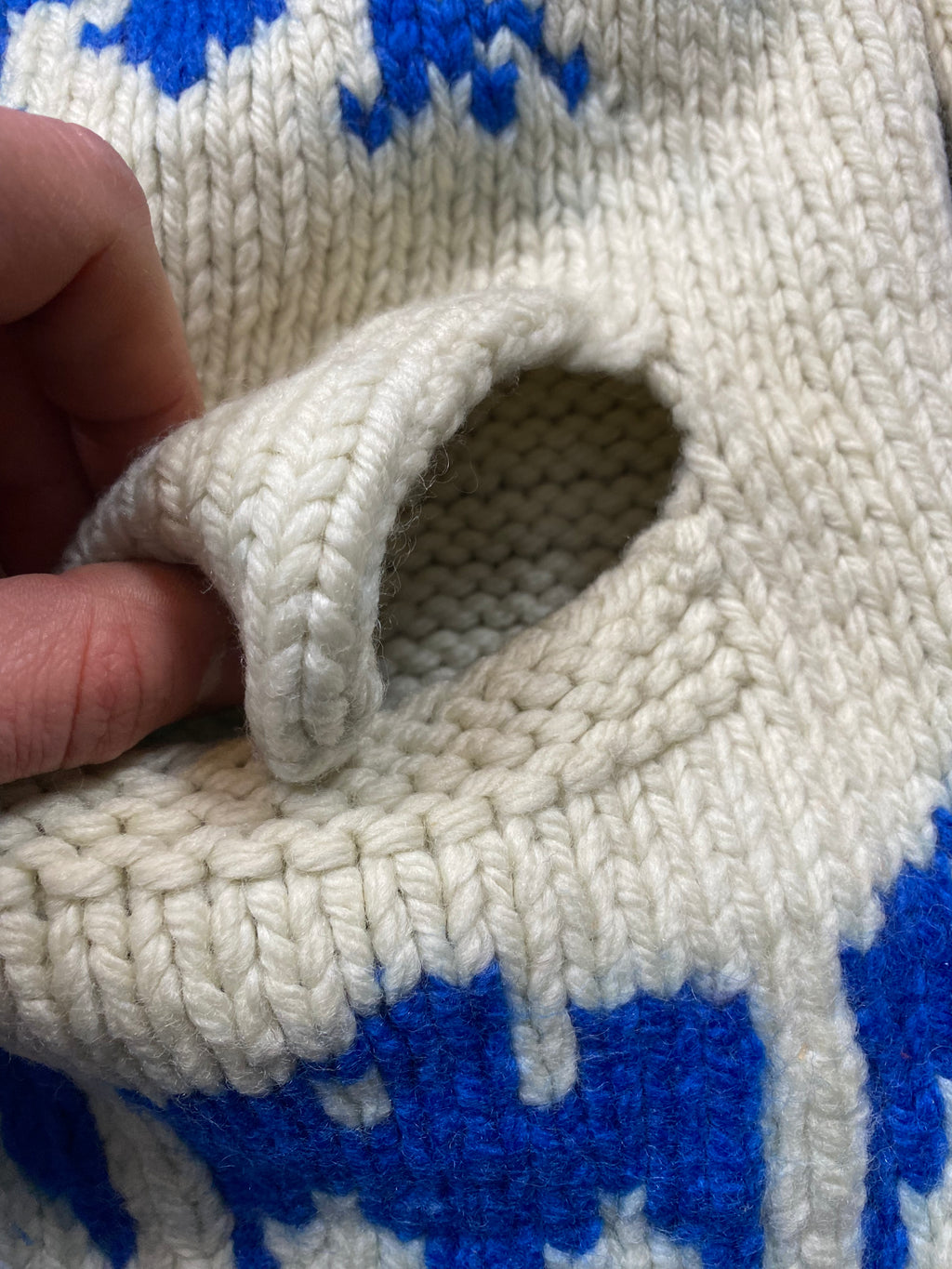 Hand Knitted Two Tone Thunderbird Cowichan