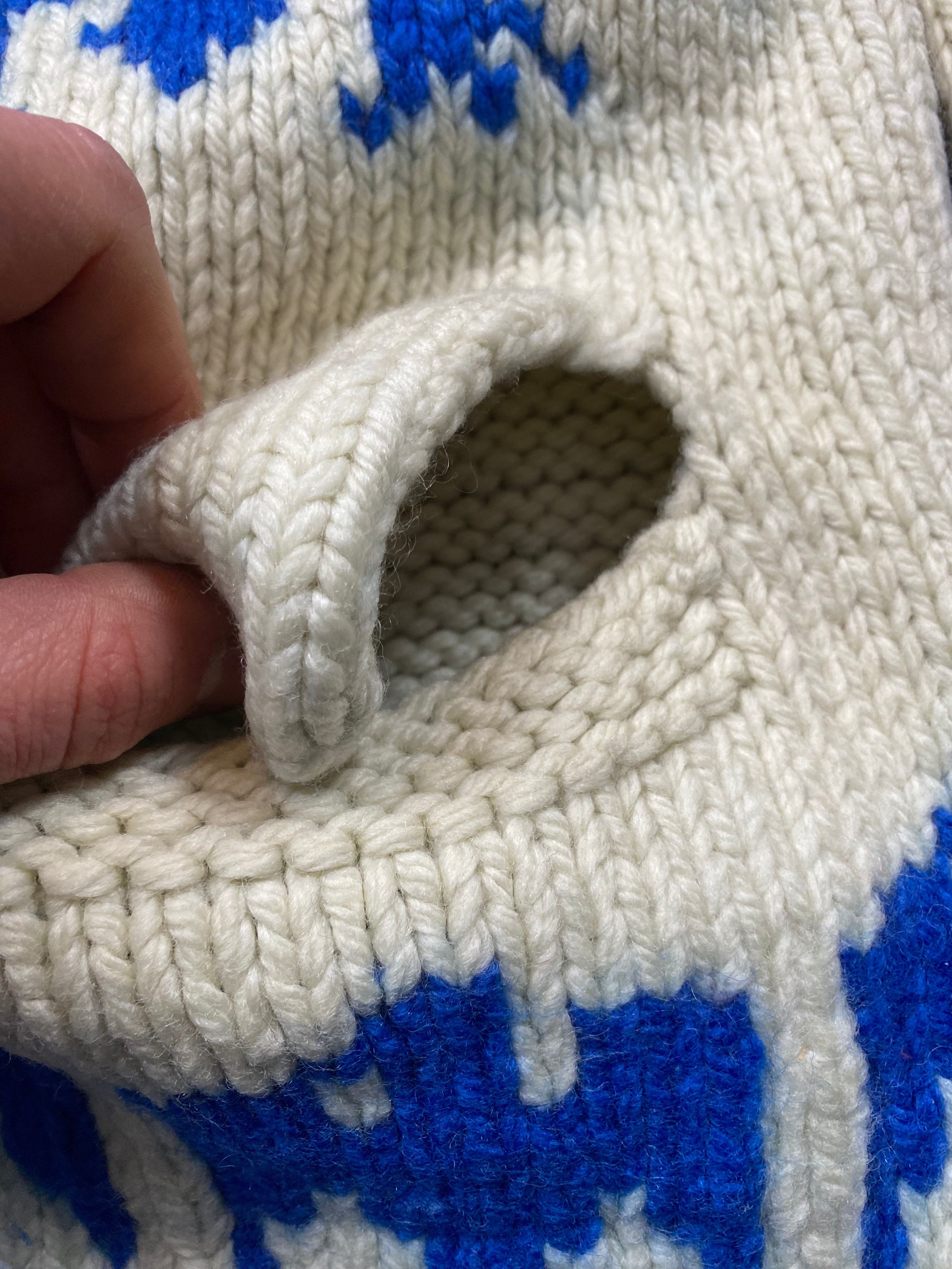 Hand Knitted Two Tone Thunderbird Cowichan