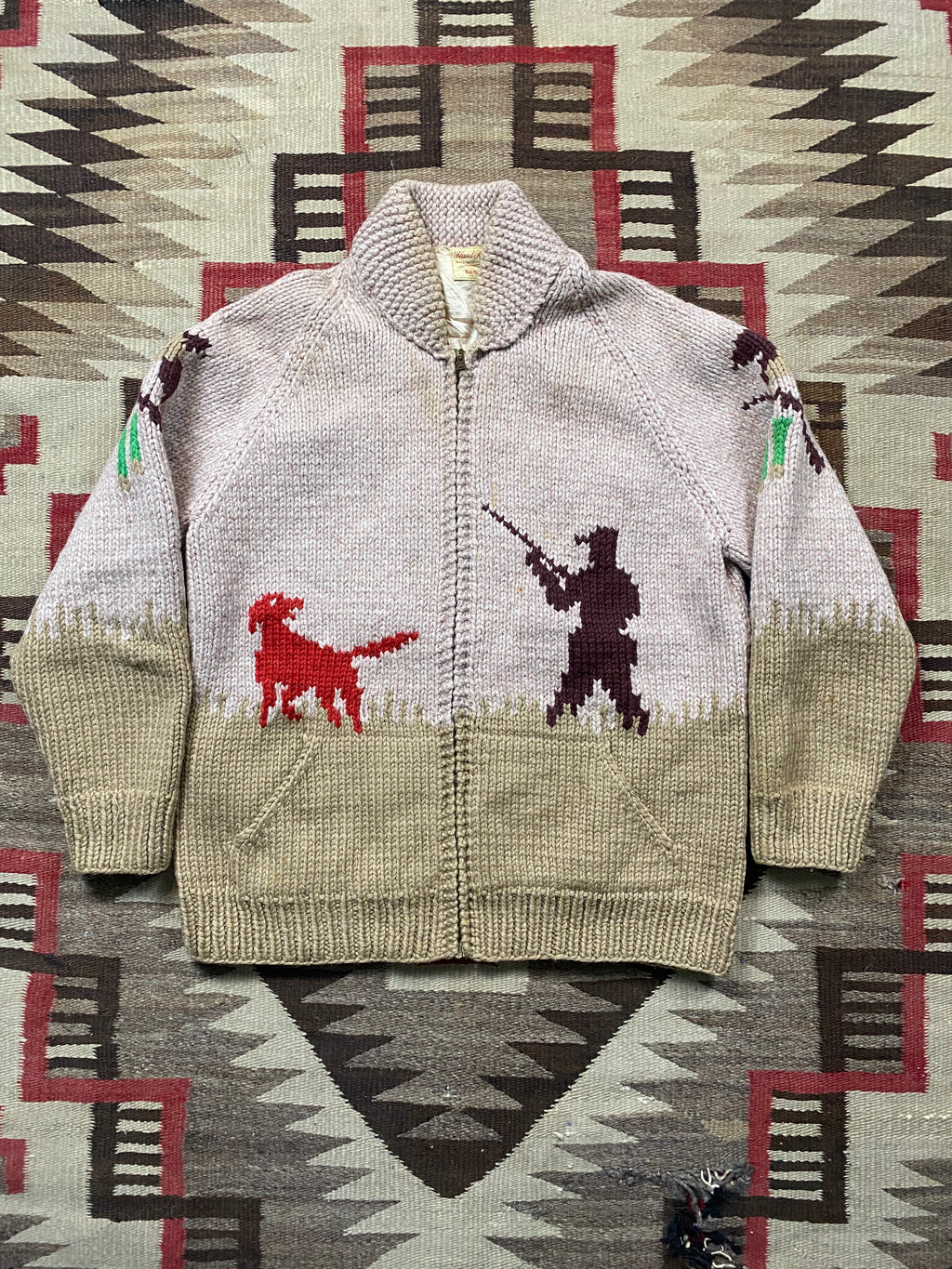 Hunter Themed Hand Knitted Cowichan By Ruth Platt