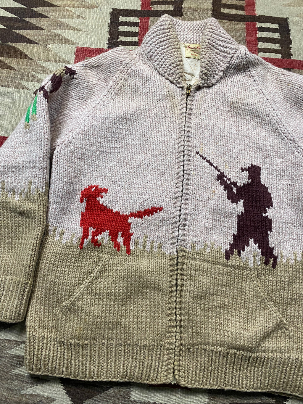 Hunter Themed Hand Knitted Cowichan By Ruth Platt