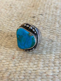 Chunky Sterling Silver Navajo Ring With Kingsman Turquoise Stone