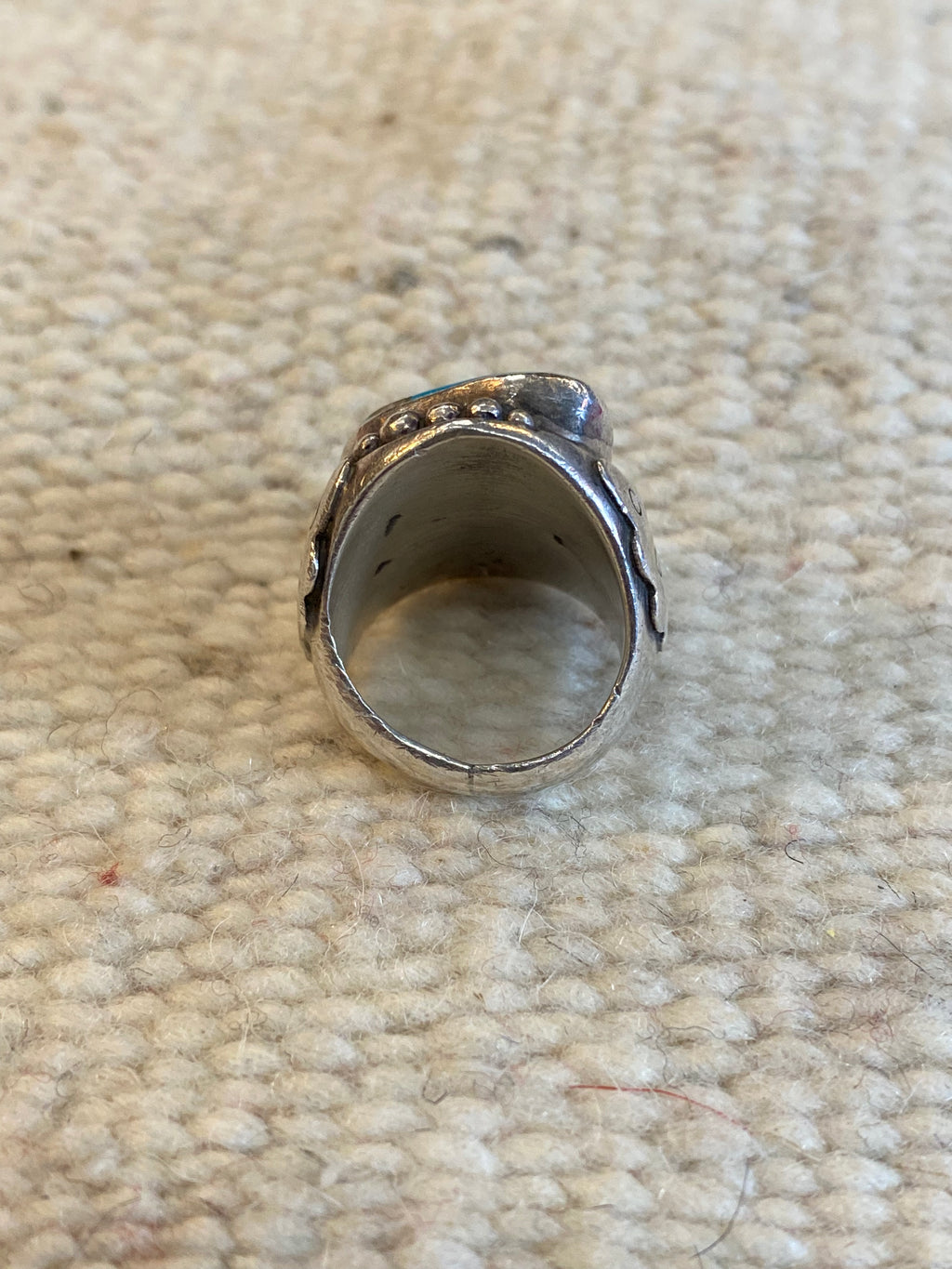 Chunky Sterling Silver Navajo Ring With Kingsman Turquoise Stone