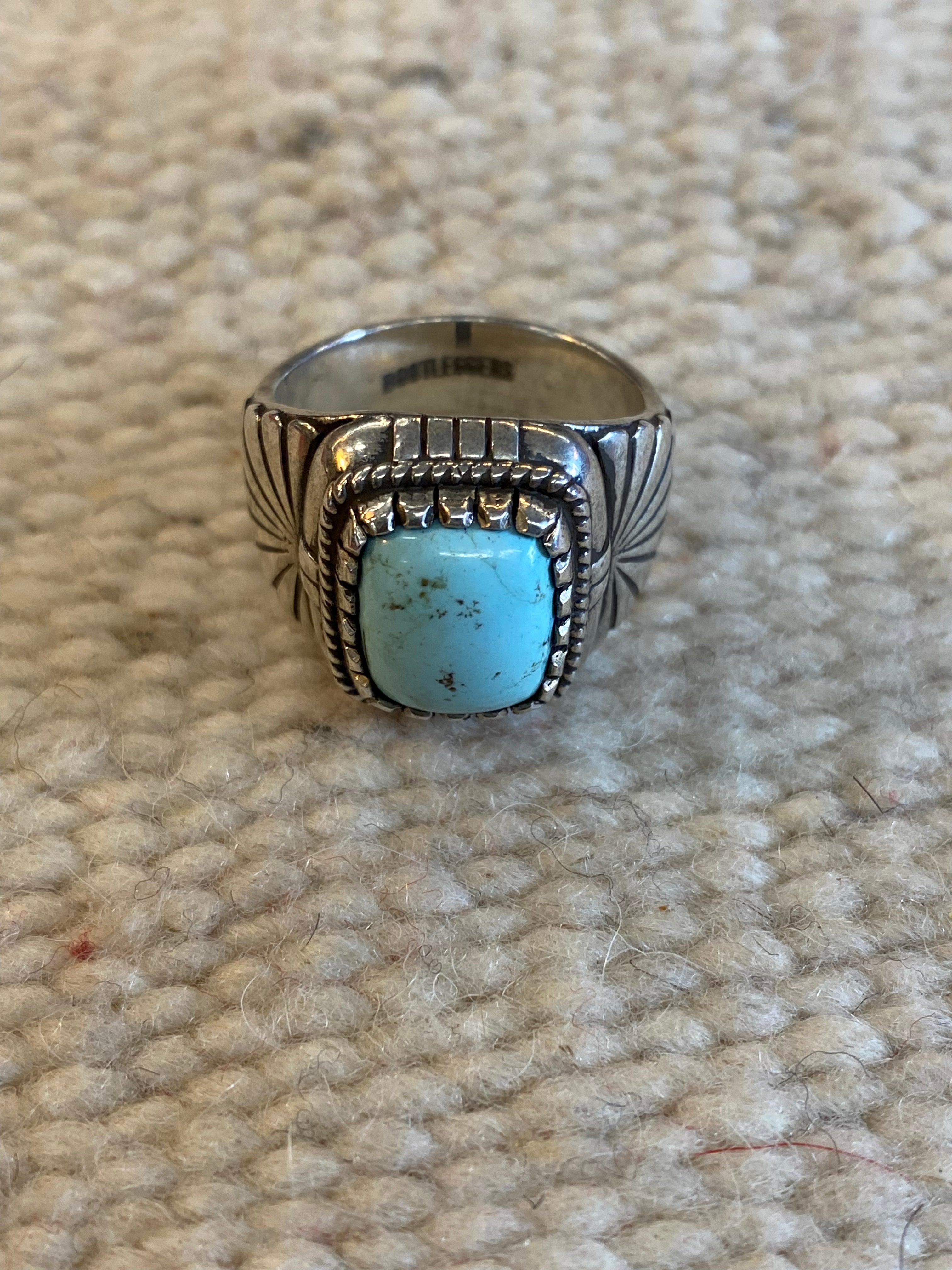 Bootleggers California Sterling Silver Ring With Dry Creek Turquoise Inlay