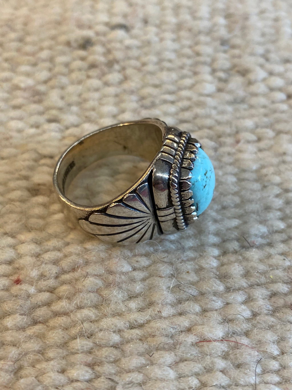 Bootleggers California Sterling Silver Ring With Dry Creek Turquoise Inlay