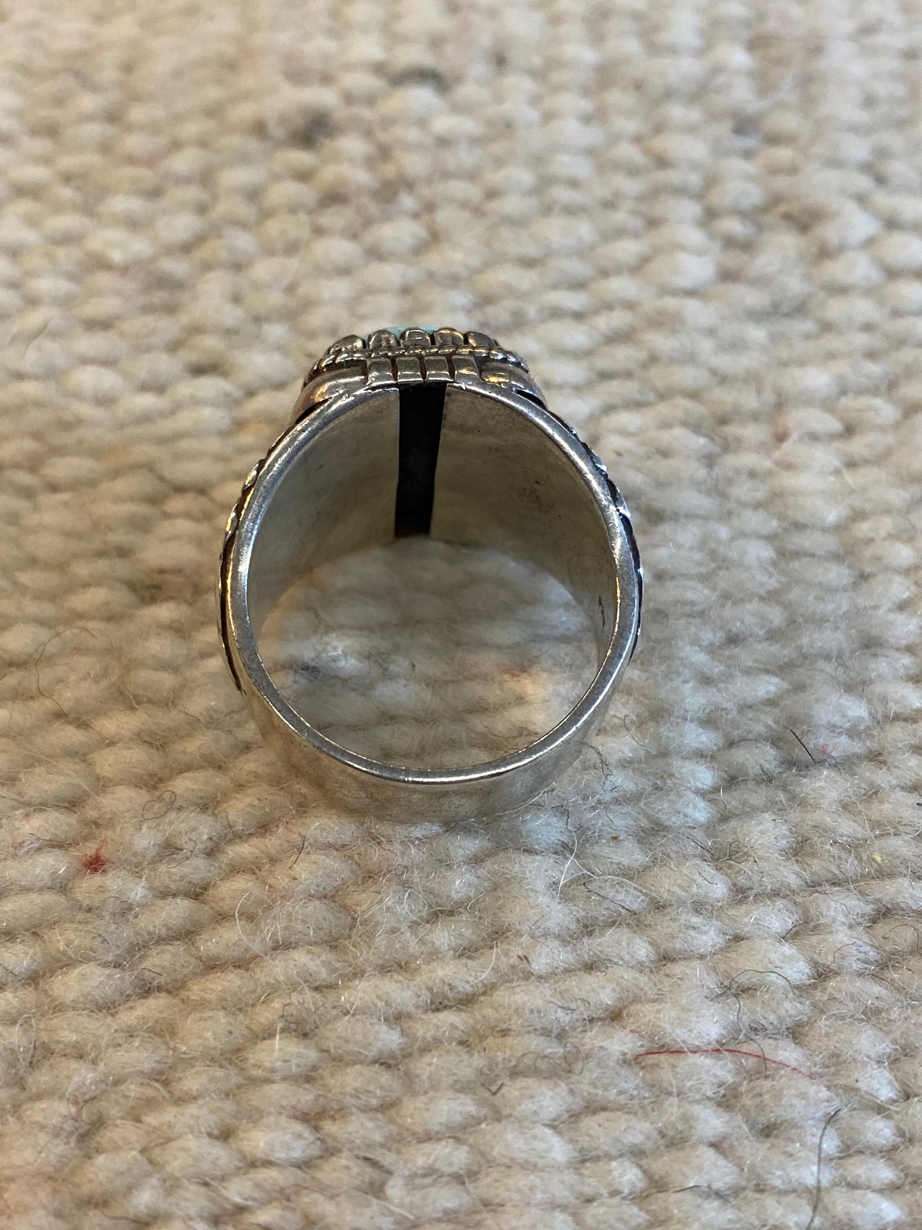 Bootleggers California Sterling Silver Ring With Dry Creek Turquoise Inlay