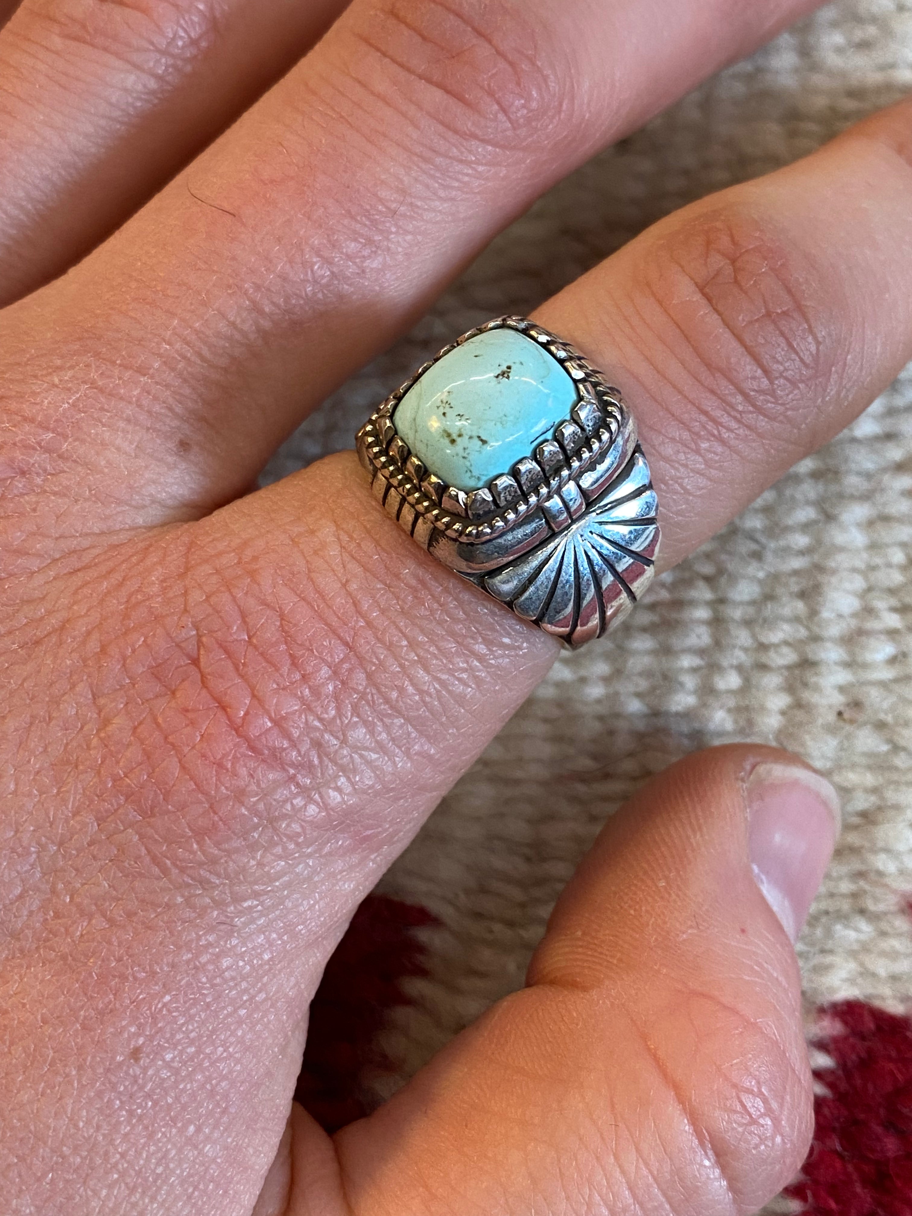 Bootleggers California Sterling Silver Ring With Dry Creek Turquoise Inlay