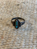 Old Pawn Sterling Silver Navajo Ring With Turquoise Inlay