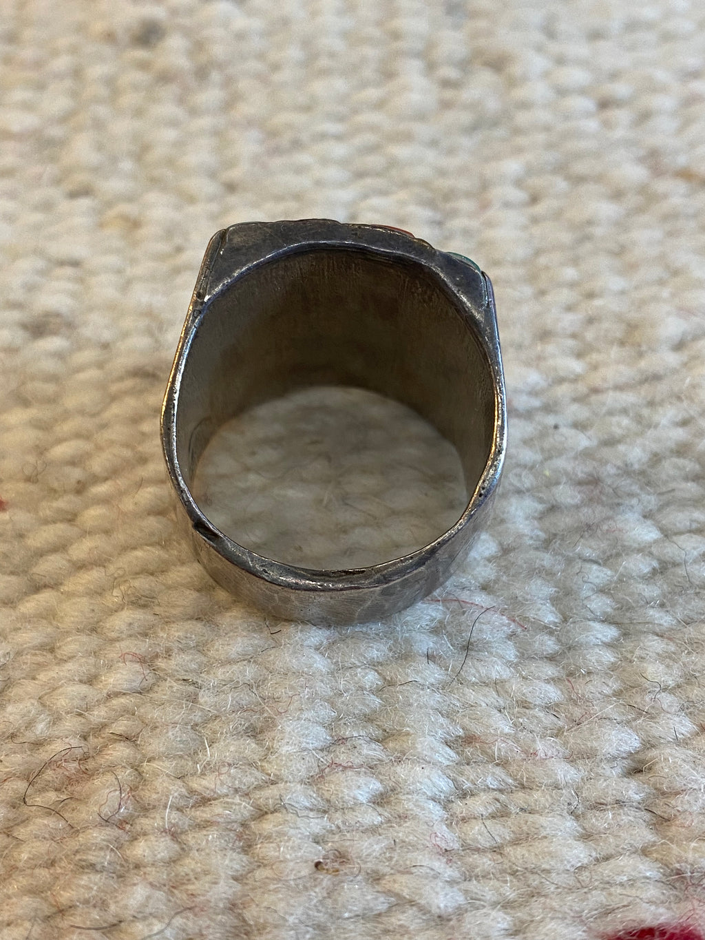 Old Pawn Sterling Silver Turquoise & Coral Ring