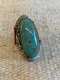 Sterling Silver Turquoise & Coral Navajo Ring