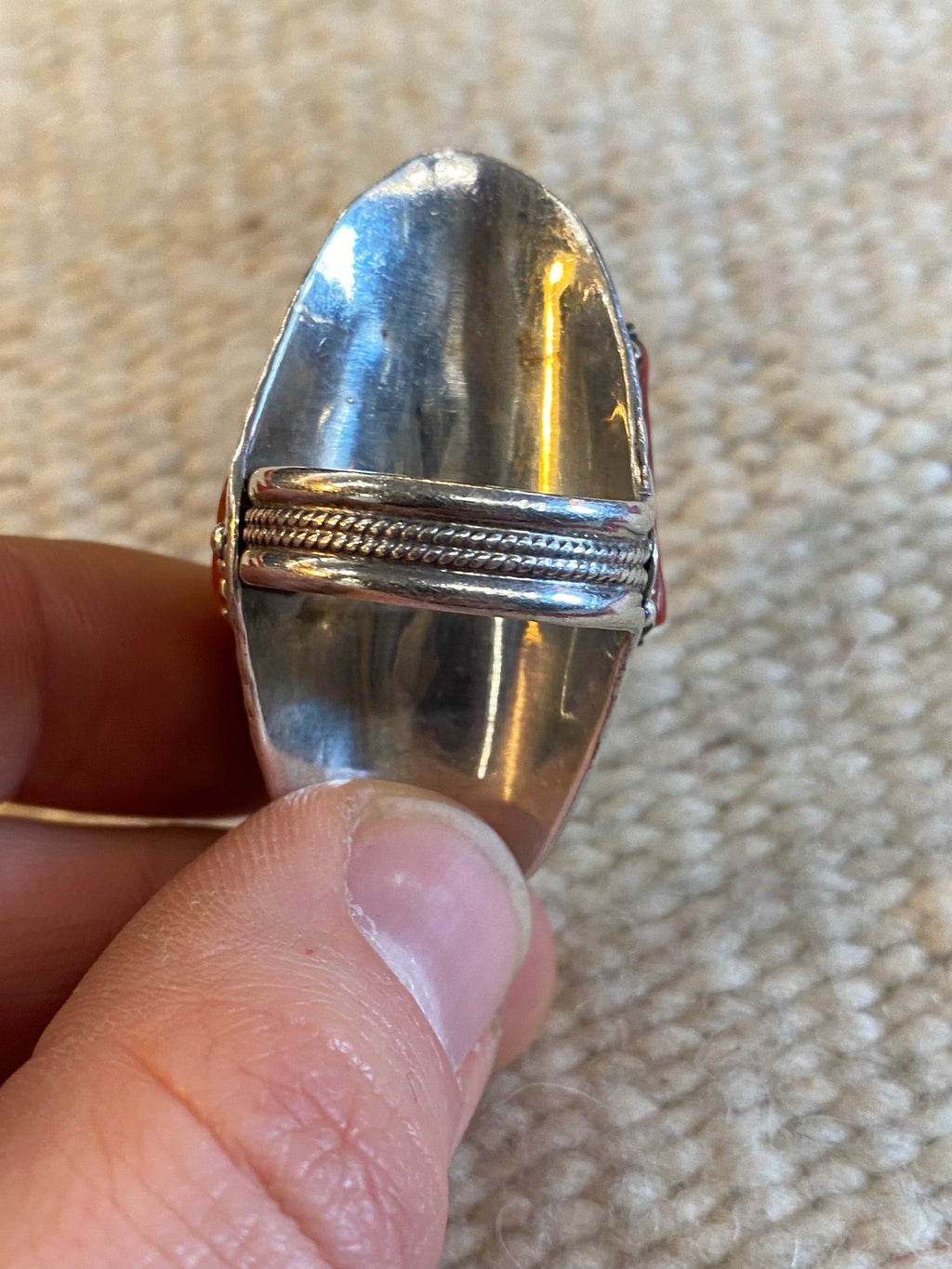 Sterling Silver Turquoise & Coral Navajo Ring