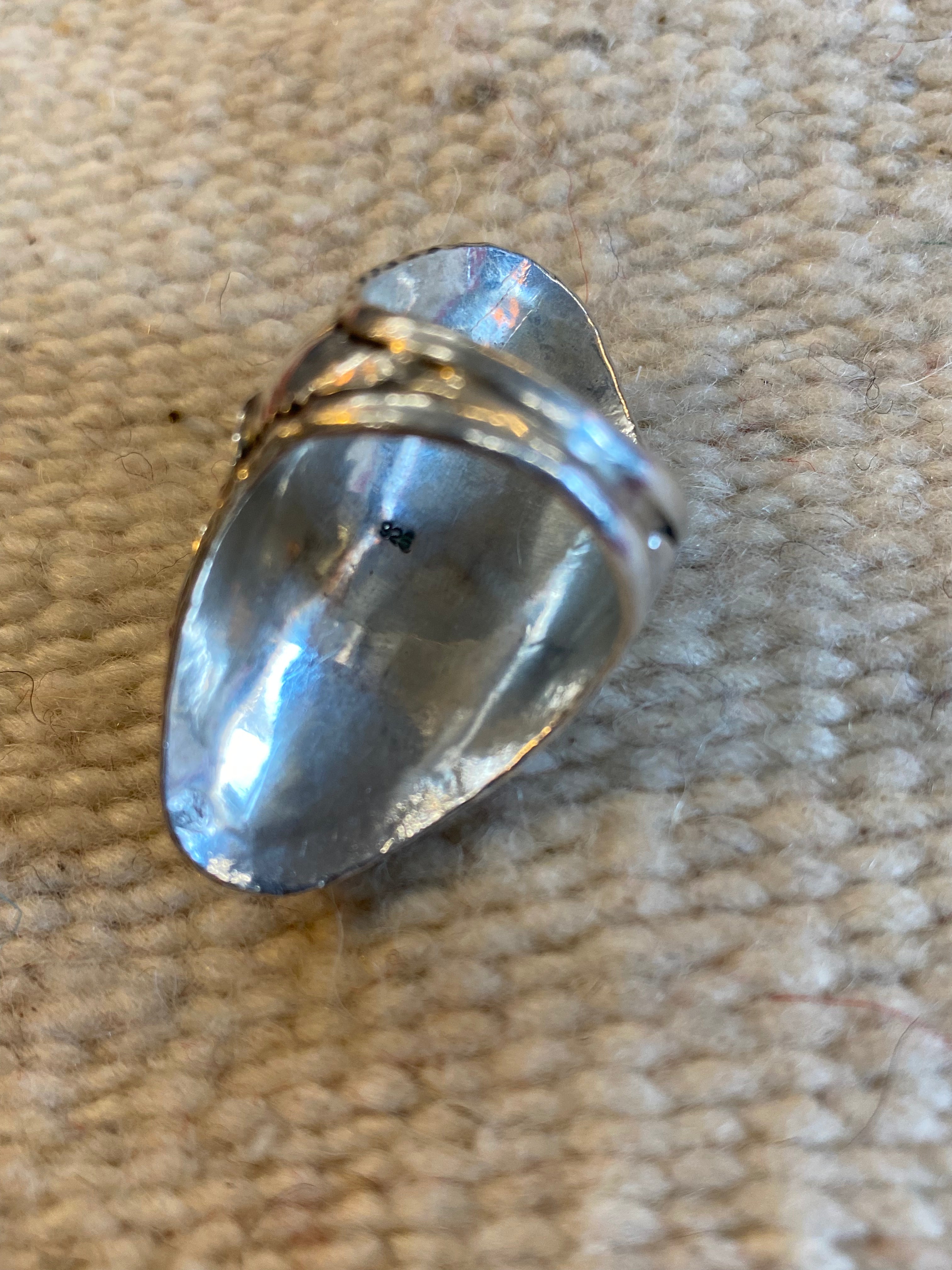 Sterling Silver Navajo Ring With Turquoise Stone & Shark Tooth