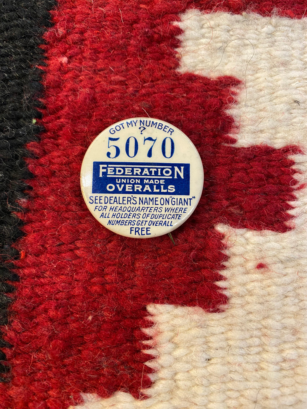 Federation Overalls 1920's Button Pin