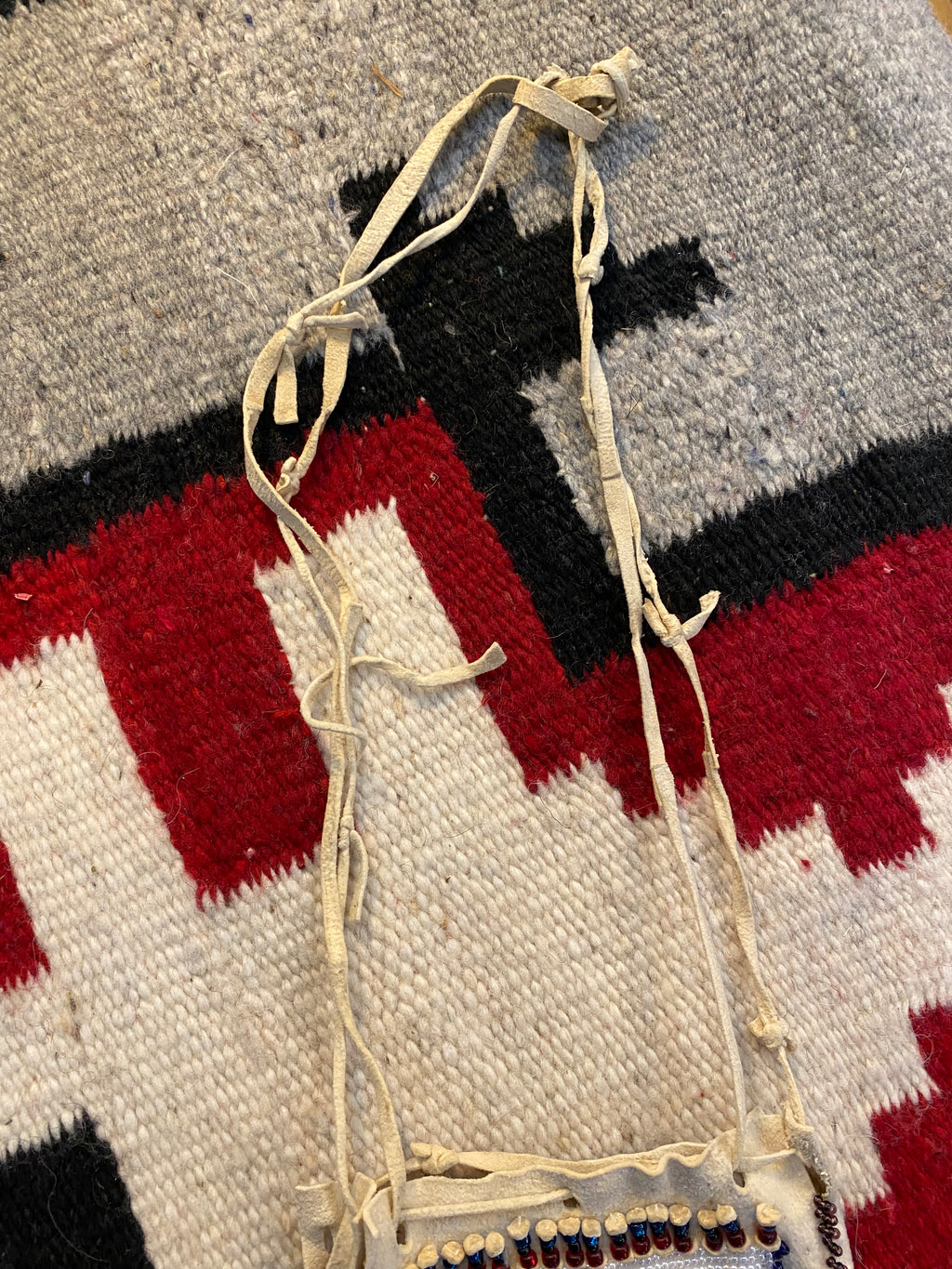 Native American Deerskin Glass Beaded Pouch