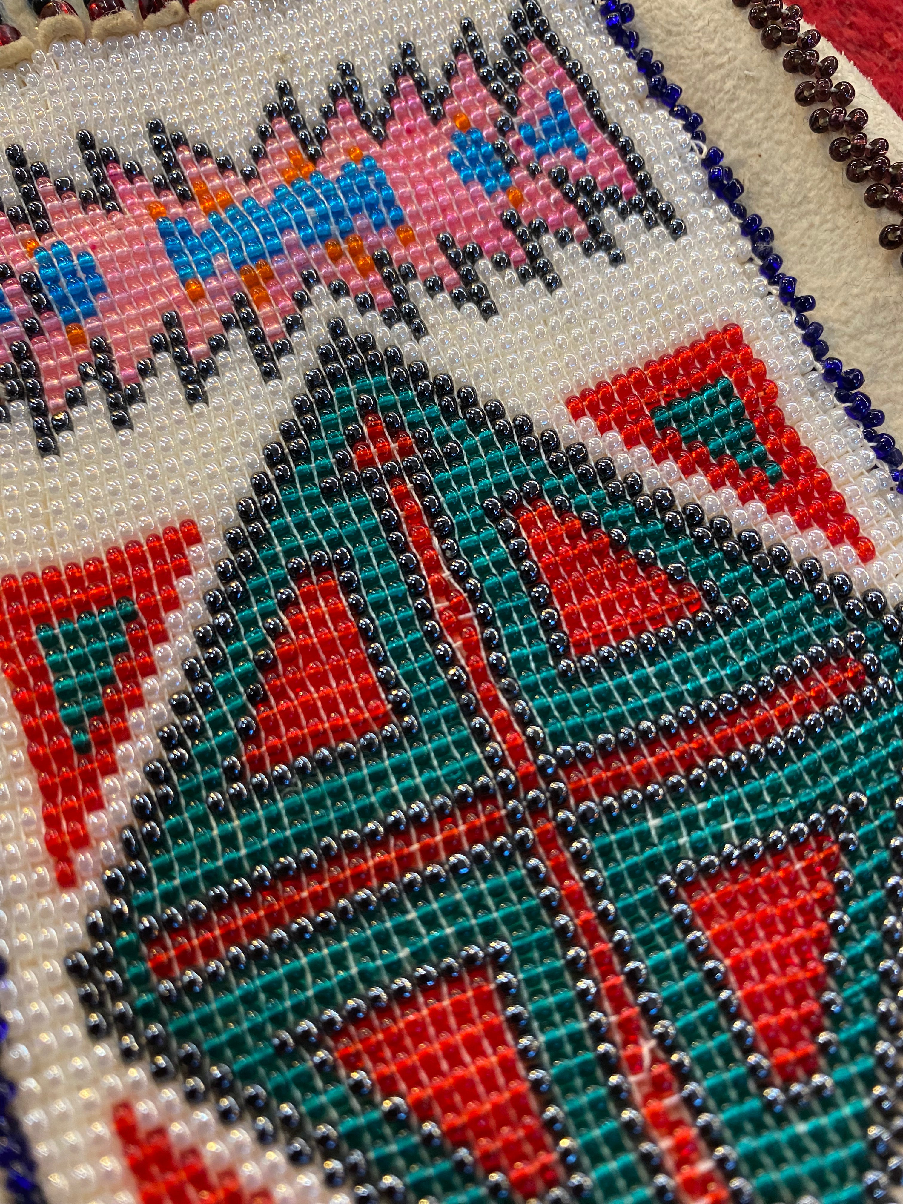 Native American Deerskin Glass Beaded Pouch