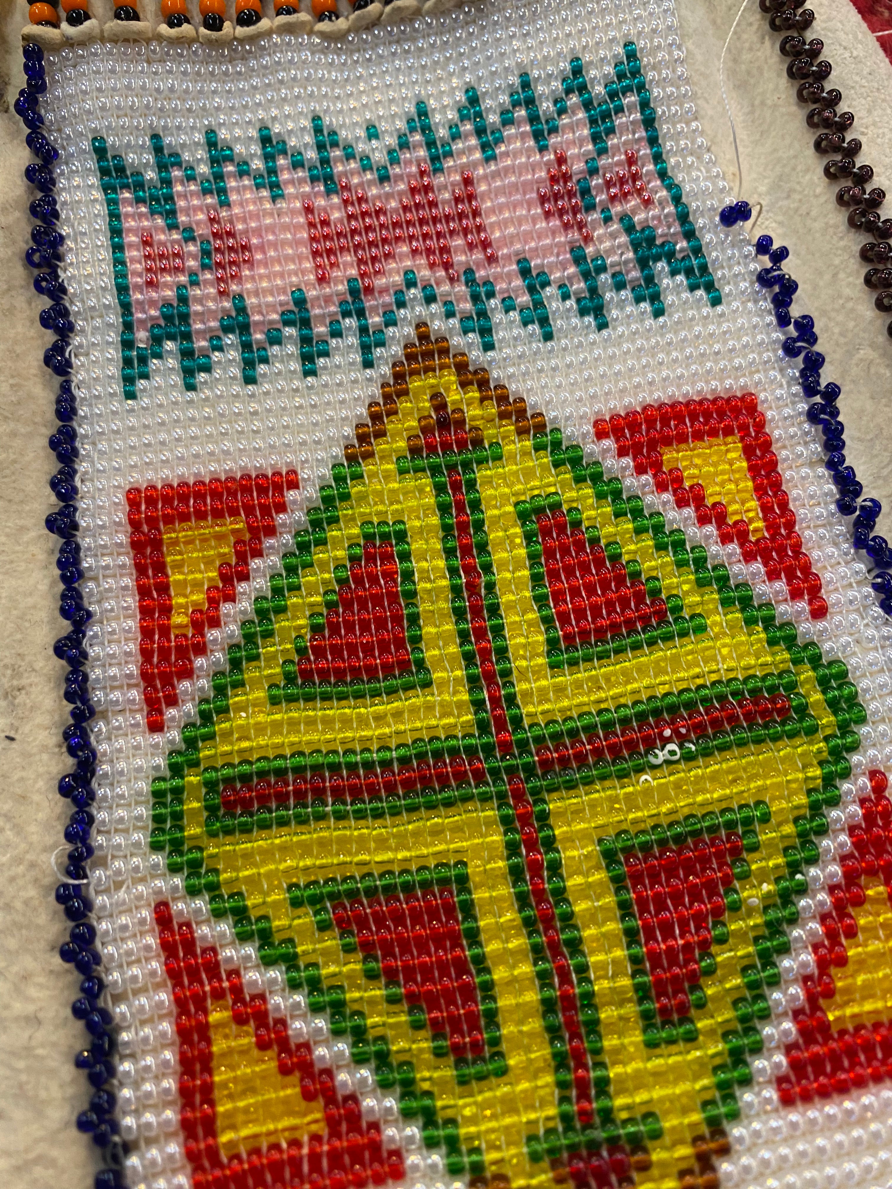 Native American Deerskin Glass Beaded Pouch