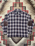 RRL Plaid Woolen Overshirt With Leather Elbow Patches
