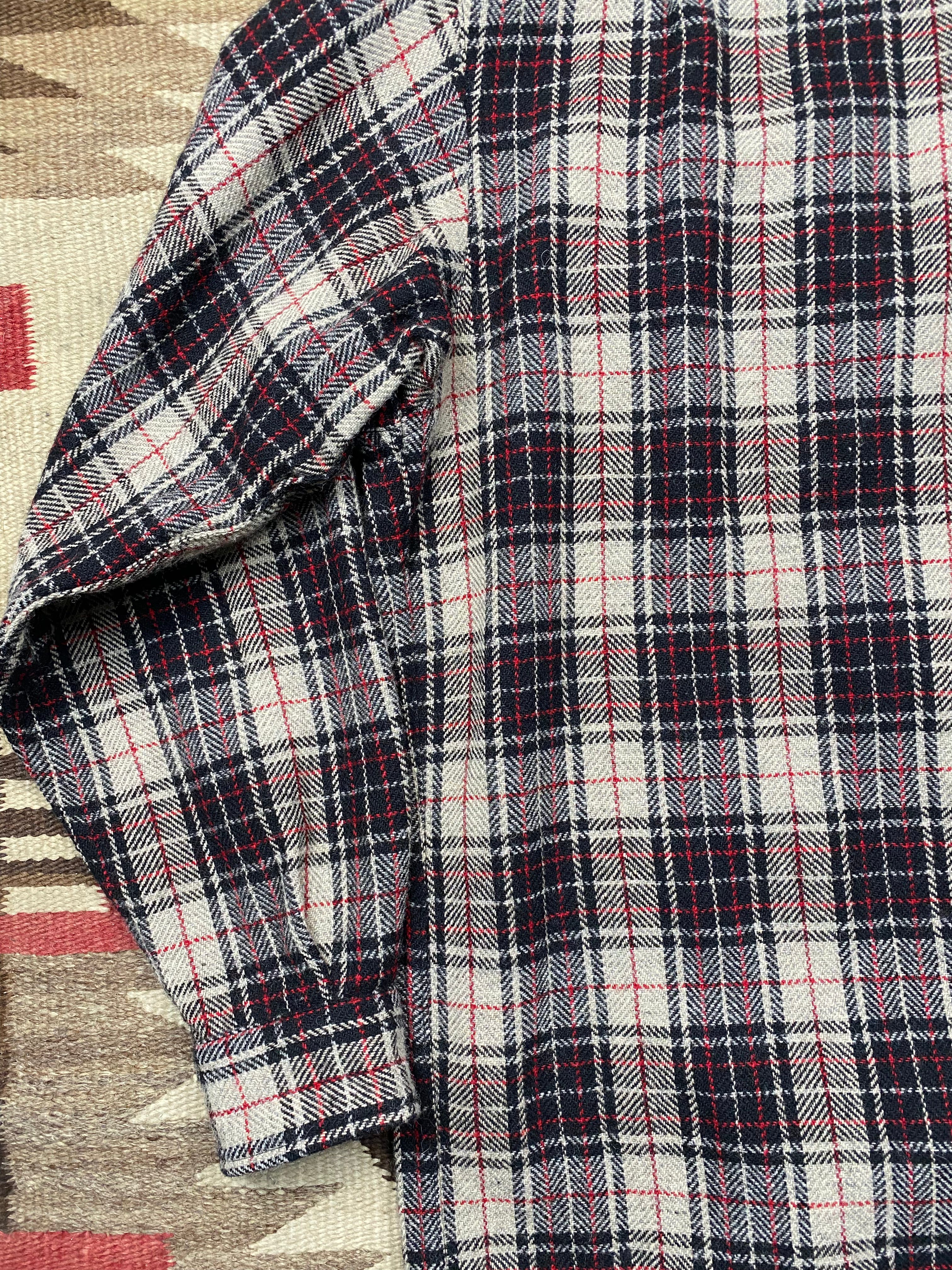RRL Plaid Woolen Overshirt With Leather Elbow Patches