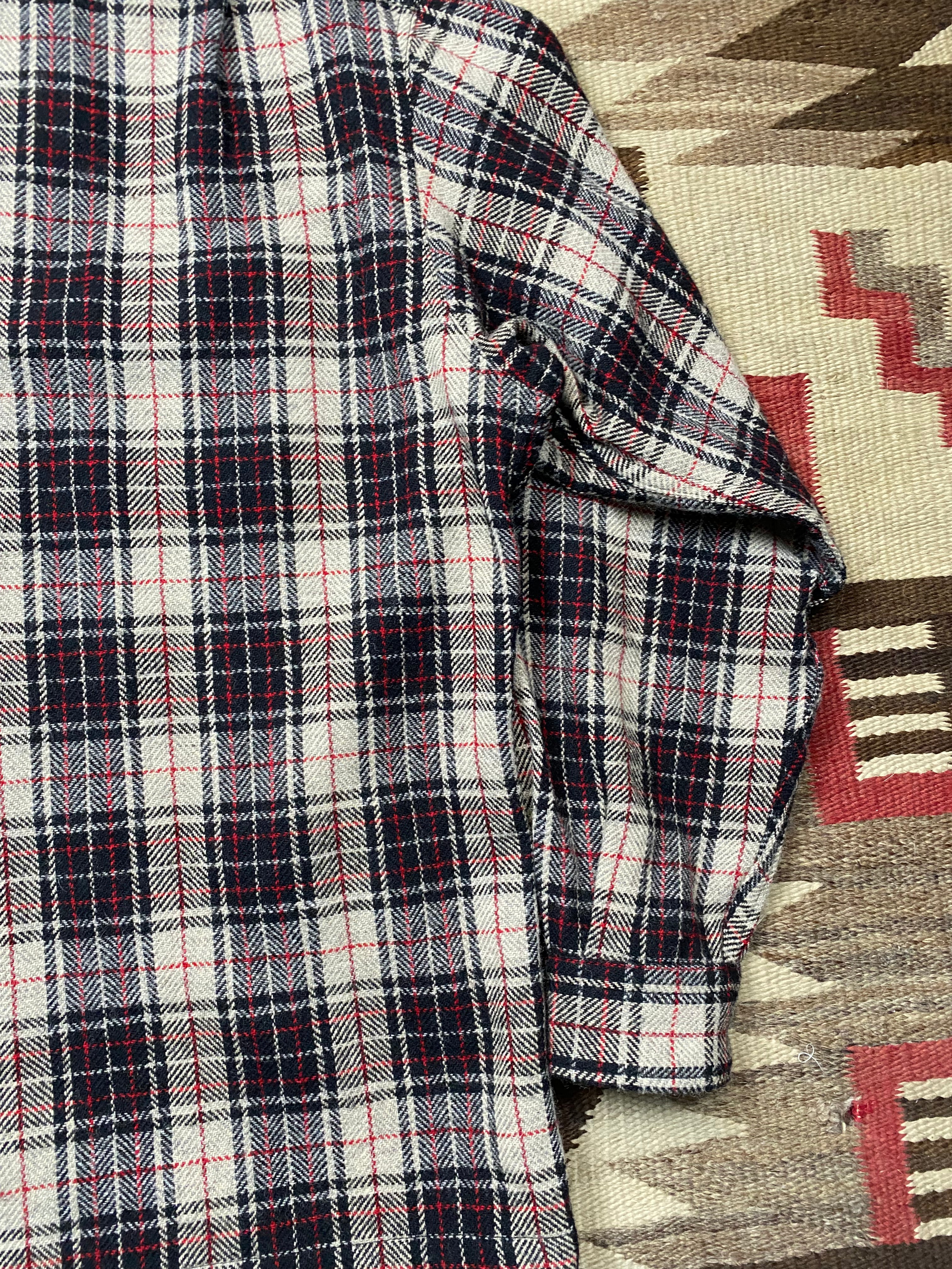 RRL Plaid Woolen Overshirt With Leather Elbow Patches