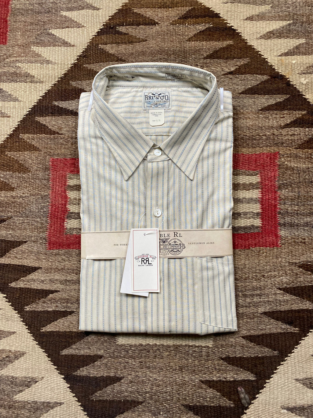 RRL Fall Cloth Cream Blue Shirt