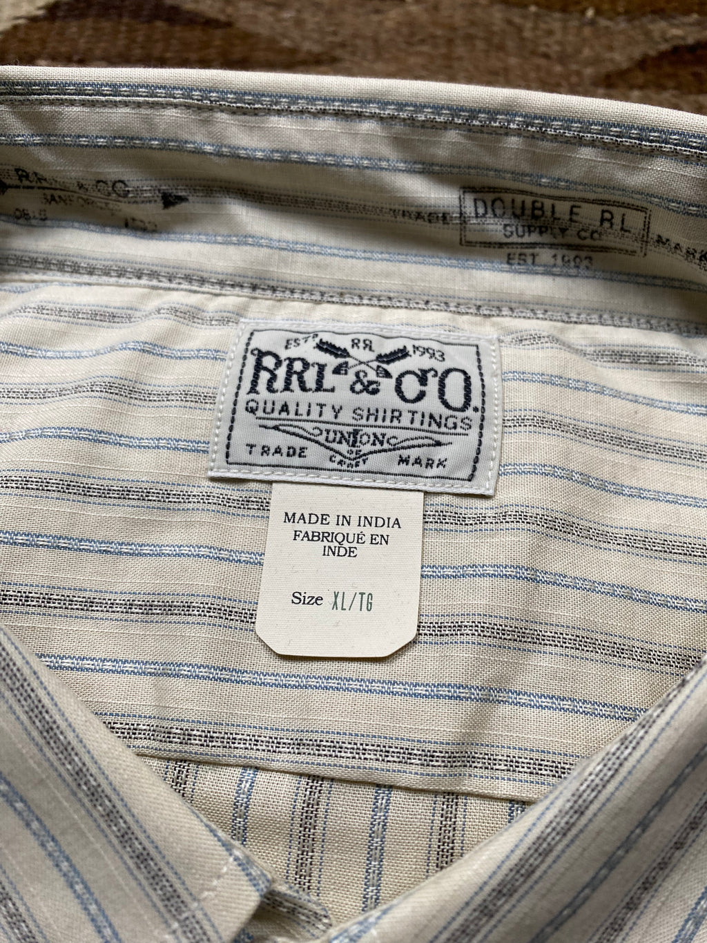 RRL Fall Cloth Cream Blue Shirt