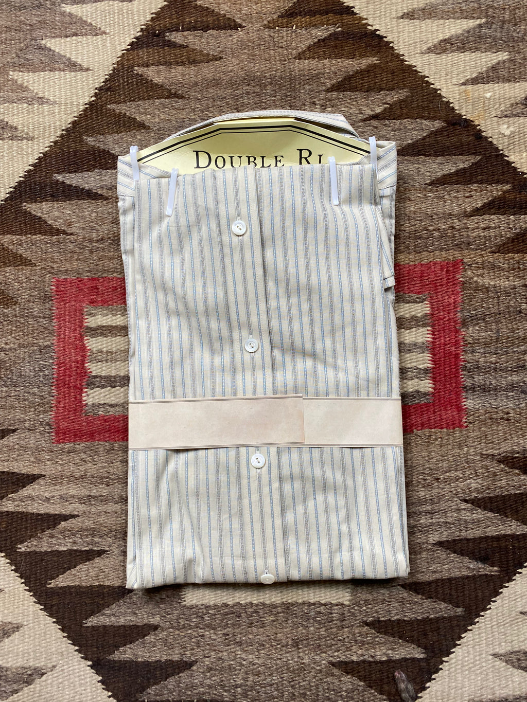 RRL Fall Cloth Cream Blue Shirt