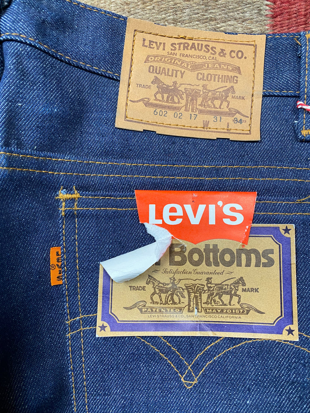Levi's Orange Tab Raw Denim Bell Bottoms